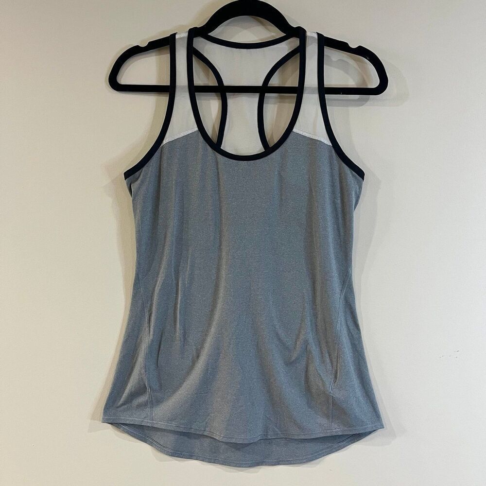 Athleta Mesh Chi Tank Gray White size XS